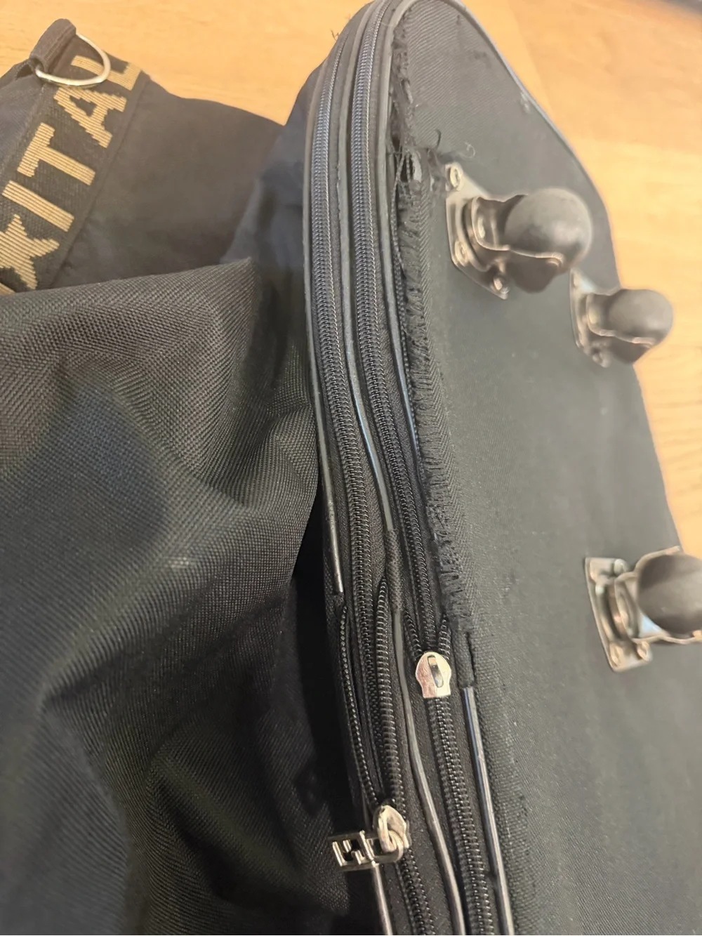 Fendi Black Duffel with Branded Gold-Tone Strap